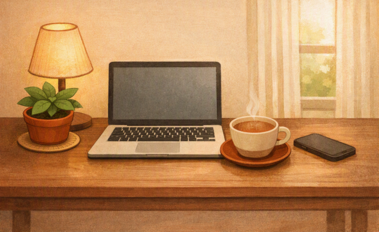 Notebook and coffee on a desk highlighting Deep Work Cal Newport lessons for focused productivity